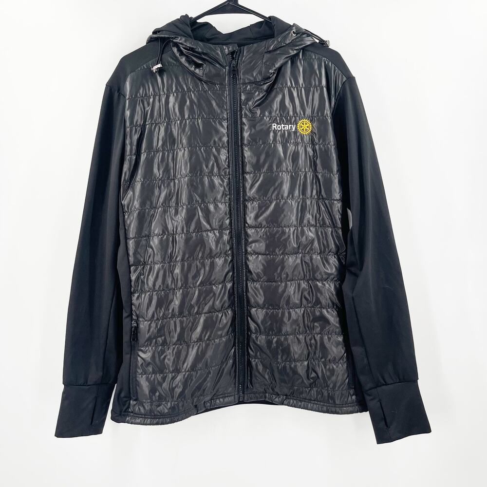 ROTARY Jacket Size Extra Large Mens Puffer Black Broken Pocket Zipper Athletic